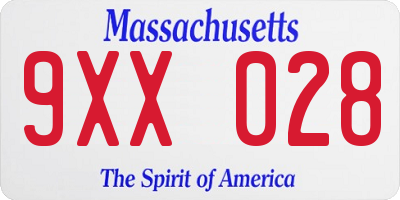 MA license plate 9XX028