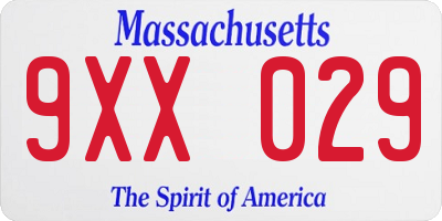 MA license plate 9XX029