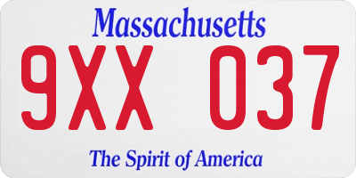 MA license plate 9XX037