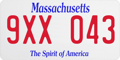 MA license plate 9XX043