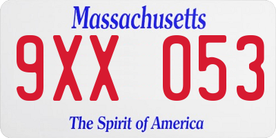 MA license plate 9XX053