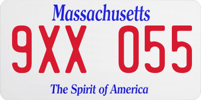 MA license plate 9XX055