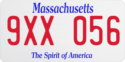 MA license plate 9XX056