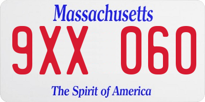 MA license plate 9XX060