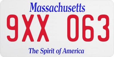 MA license plate 9XX063