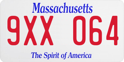 MA license plate 9XX064