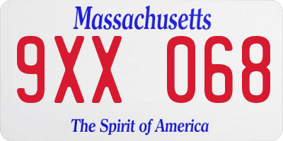 MA license plate 9XX068
