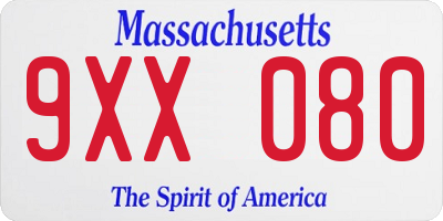 MA license plate 9XX080