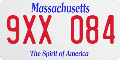 MA license plate 9XX084