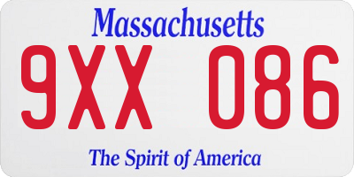 MA license plate 9XX086