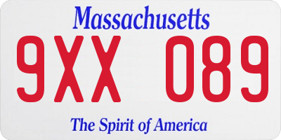 MA license plate 9XX089