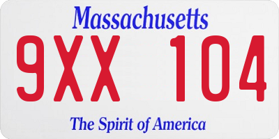 MA license plate 9XX104