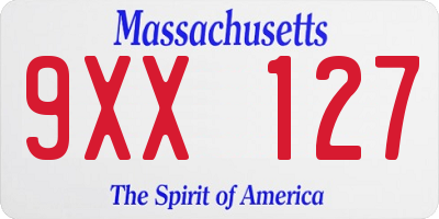 MA license plate 9XX127
