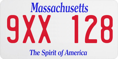 MA license plate 9XX128
