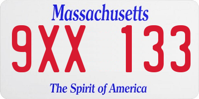 MA license plate 9XX133