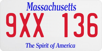 MA license plate 9XX136