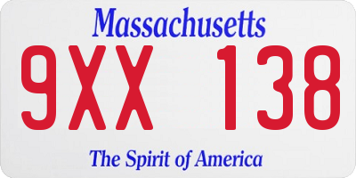 MA license plate 9XX138