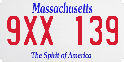 MA license plate 9XX139