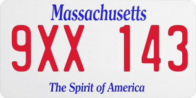 MA license plate 9XX143