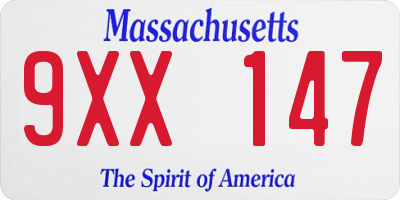 MA license plate 9XX147