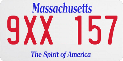 MA license plate 9XX157