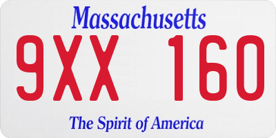 MA license plate 9XX160