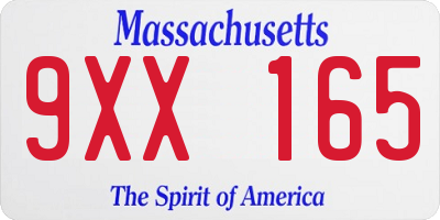 MA license plate 9XX165