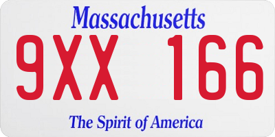 MA license plate 9XX166
