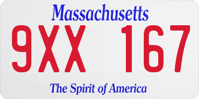 MA license plate 9XX167