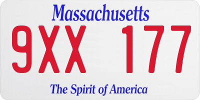 MA license plate 9XX177