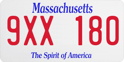 MA license plate 9XX180