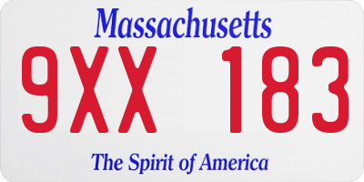 MA license plate 9XX183