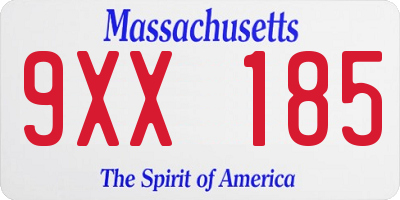 MA license plate 9XX185