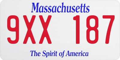 MA license plate 9XX187
