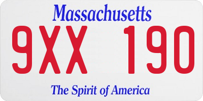 MA license plate 9XX190