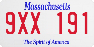 MA license plate 9XX191