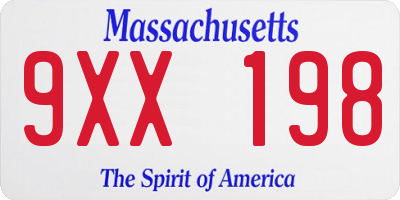 MA license plate 9XX198