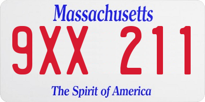MA license plate 9XX211