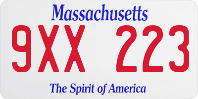 MA license plate 9XX223