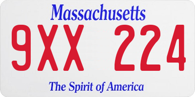 MA license plate 9XX224