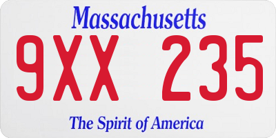 MA license plate 9XX235