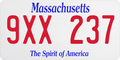 MA license plate 9XX237
