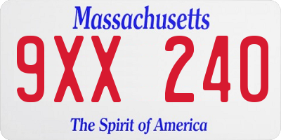 MA license plate 9XX240