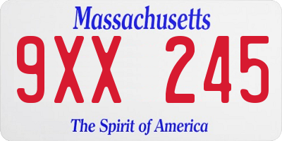 MA license plate 9XX245