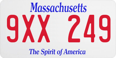 MA license plate 9XX249