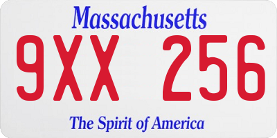 MA license plate 9XX256