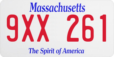 MA license plate 9XX261