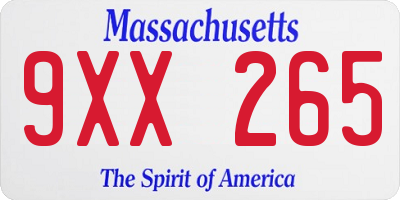 MA license plate 9XX265