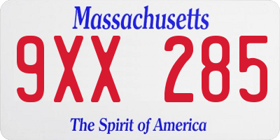 MA license plate 9XX285