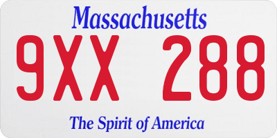 MA license plate 9XX288